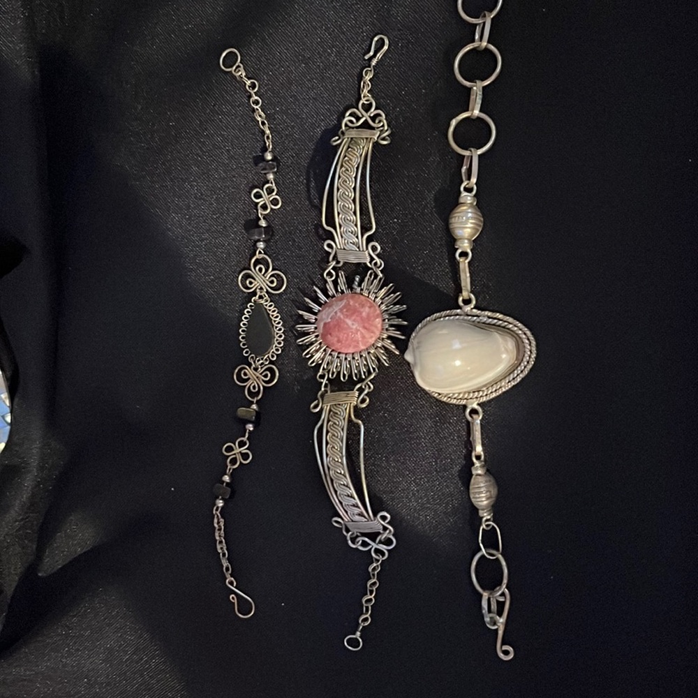 Trio of Beautiful Vintage Artisan Bracelets
